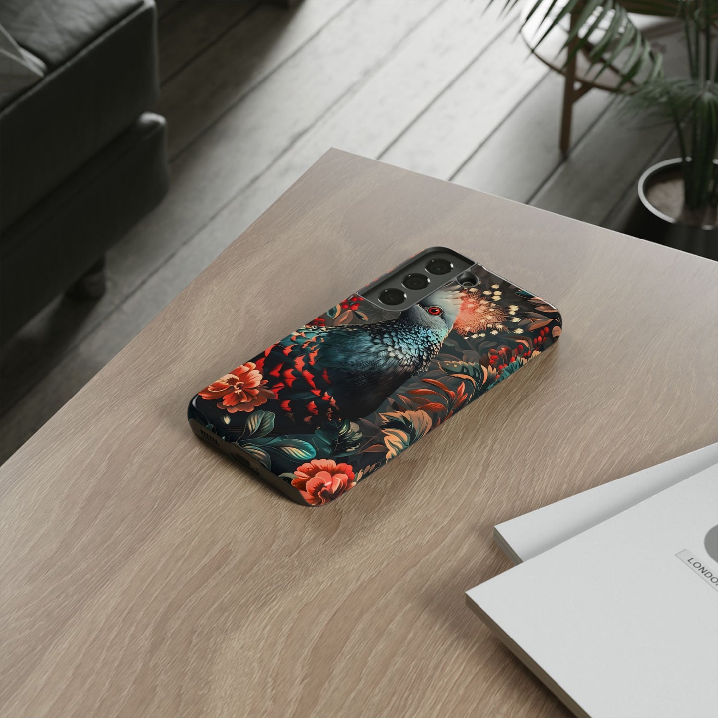Floral Peacock Phone Case, Tough Cases, Artistic Phone Cover, Unique Gift, Nature Lover Accessory, Protective Case