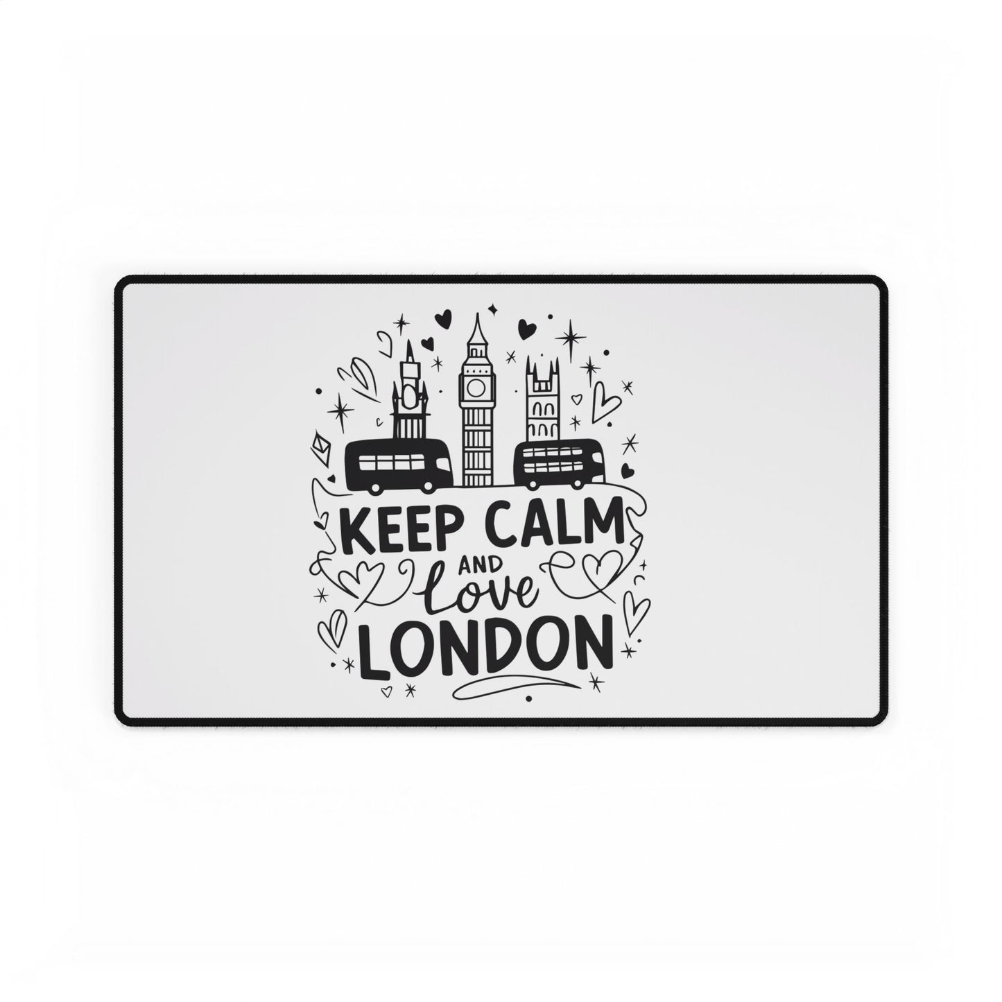 London Themed Desk Mat - Keep Calm & Love London, Home Office Décor, Desk Accessories, Gift for Travelers, Office Supplies