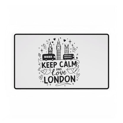 London Themed Desk Mat - Keep Calm & Love London, Home Office Décor, Desk Accessories, Gift for Travelers, Office Supplies