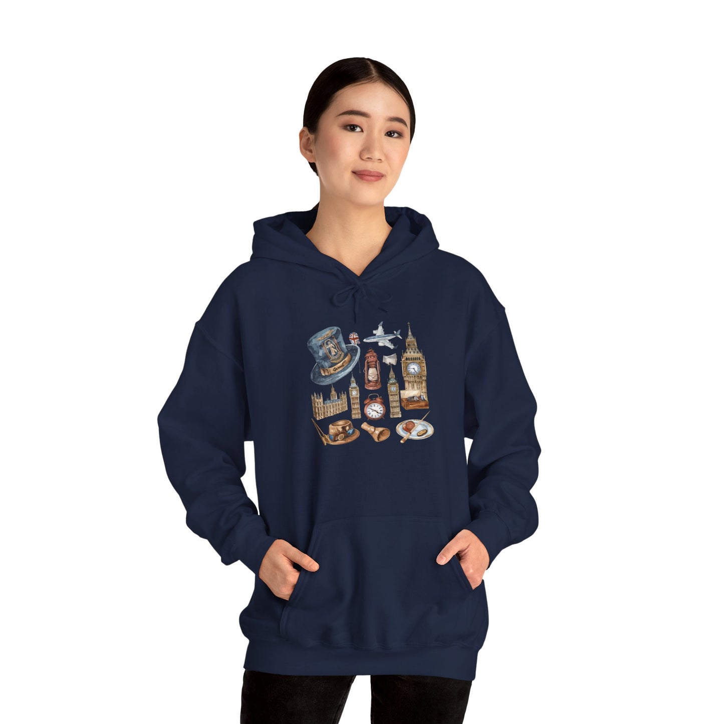 Unisex Heavy Blend™ Hooded Sweatshirt - Old World Charm - Vintage English Icons