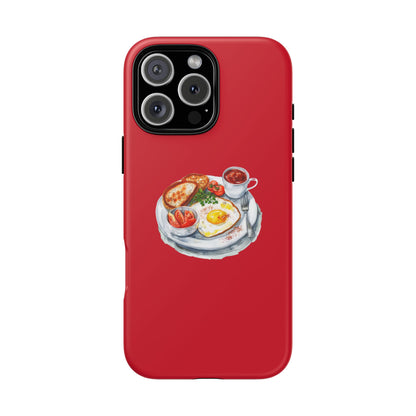 Breakfast-Inspired Phone Case, Tough Phone Covers, Foodie Gifts, Unique Accessories, Cute Kitchen Decor, Red Phone Case