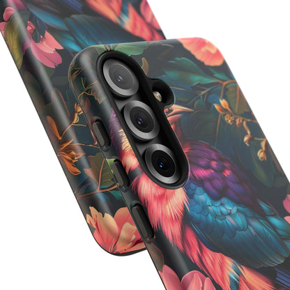 Vibrant Phone Case, Tropical Bird Design, Tough Phone Cover, Floral Tech Accessory, Gift for Nature Lovers