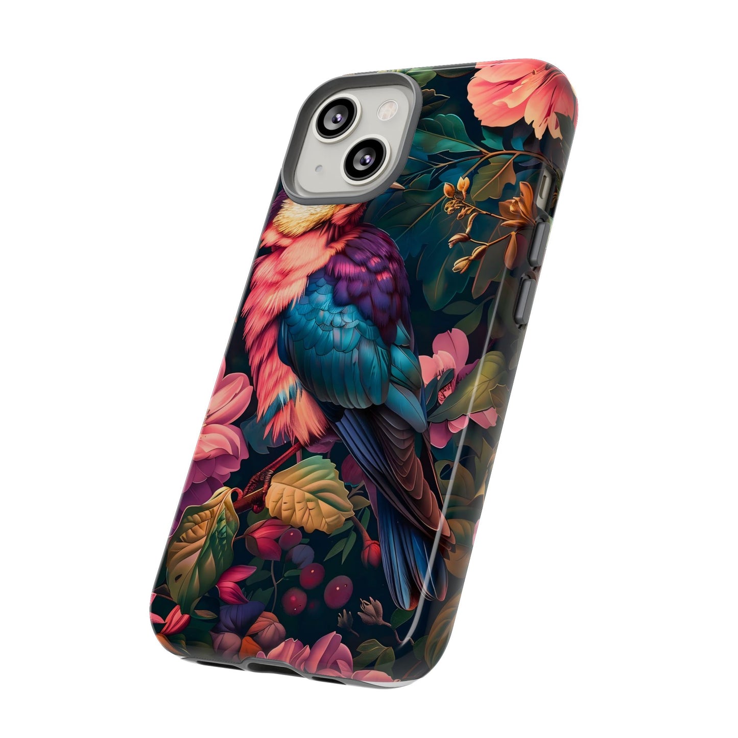 Tough Cases: Vibrant Tropical Bird Phone Case, Floral Smartphone Cover, Nature Lover Gift, Boho Phone Accessory, Cute Bird Case