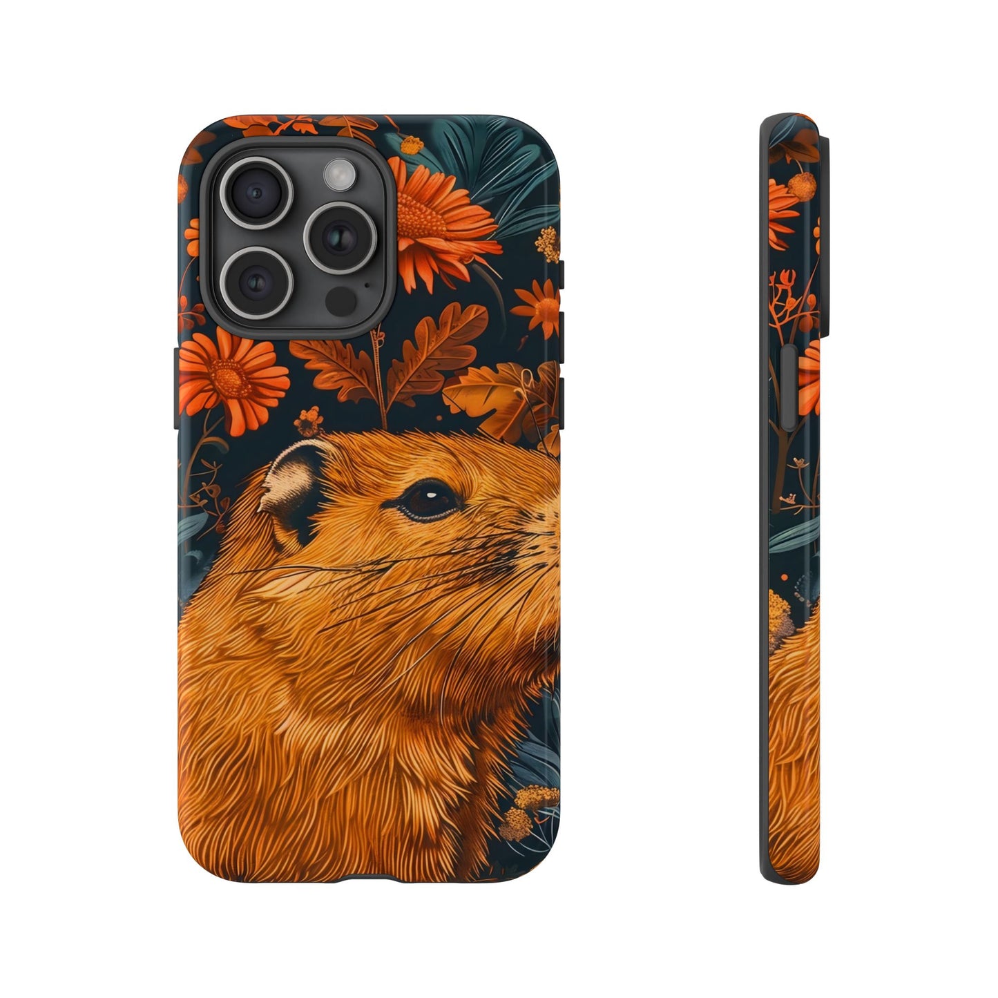 Capybara Phone Case, Floral Phone Cover, Tough Case for Animal Lovers, Unique Gift, Cute and Functional, Nature Inspired Design