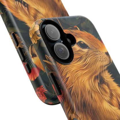 Cute Animal Phone Case, Floral Design Tough Cases for Nature Lovers, Gifts for Her, Customizable Mobile Accessory, Pet Lover Phone Cover