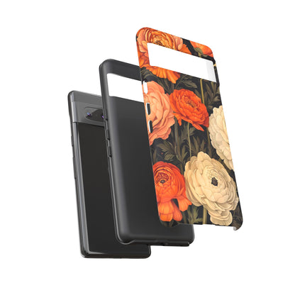 Floral Phone Case with Tough Protection, Blooming Ranunculus Design, Durable Cover, Gift for Flower Lovers, Eco-Friendly Phone Accessory