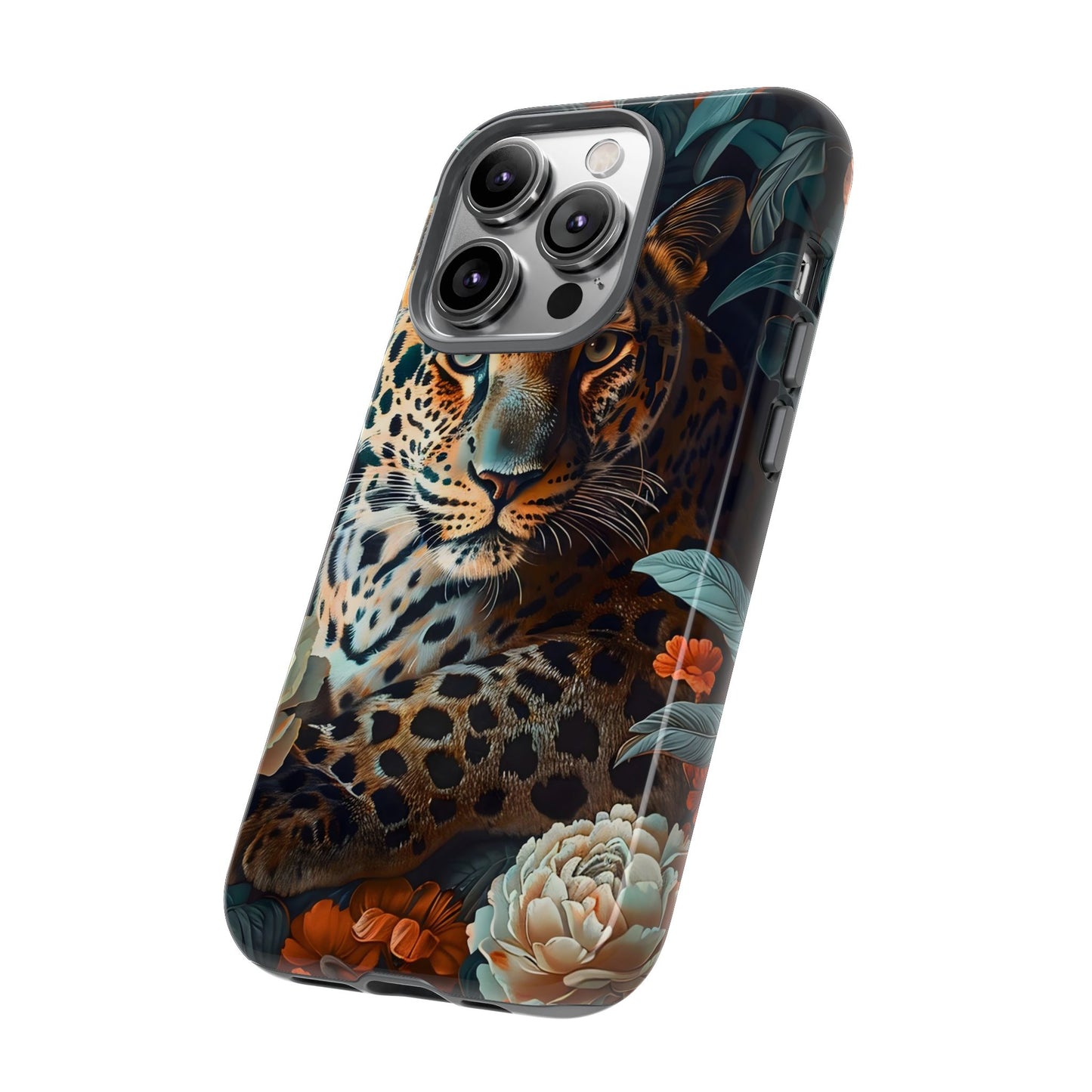 Wildlife Phone Case with Leopard Design | Tough Cases, Animal Prints, Floral Phone Cover, Gift for Nature Lovers, Unique Phone Accessories