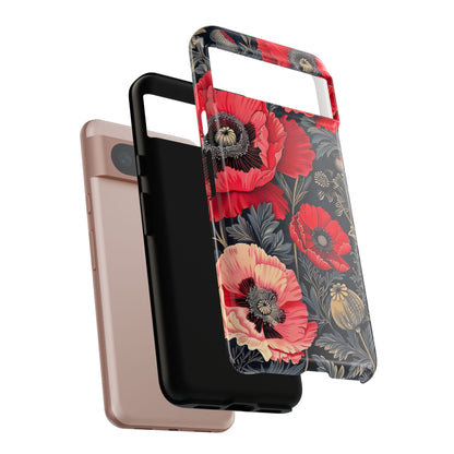 Floral Phone Case with Artistic Poppies, Tough Cases, Flower Design, Nature Lover Gift, Customizable Mobile Cover, Stylish Phone Accessories