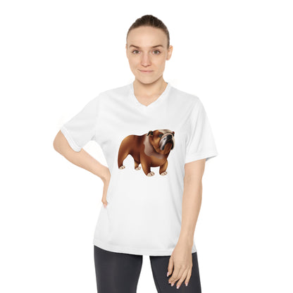 V-Neck Performance T-Shirt for Dog Lovers - Bulldog - British Adorable Dog