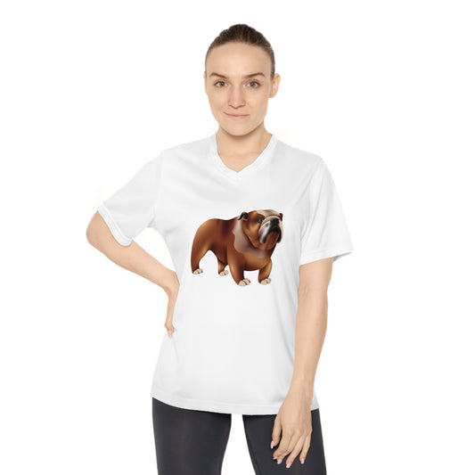 V-Neck Performance T-Shirt for Dog Lovers - Bulldog - British Adorable Dog