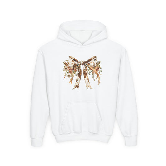 Floral Bow Youth Hoodie - Cozy Fall Fashion for Kids