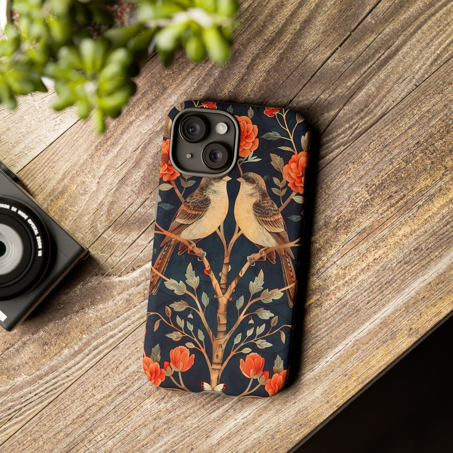 Floral Phone Case – Tough Cases with Bird Design, Unique Gift for Nature Lovers, Stylish Tech Accessory, Phone Cover, Artistic Case