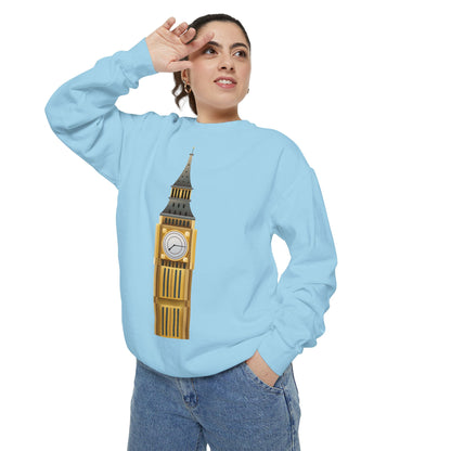 Unisex Garment-Dyed Sweatshirt - Classic London - Big Ben in All Its Glory