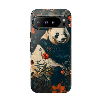 Panda Phone Case, Floral Design Phone Cover, Cute Panda Gift, Nature-Inspired Case, Animal Lover Accessory