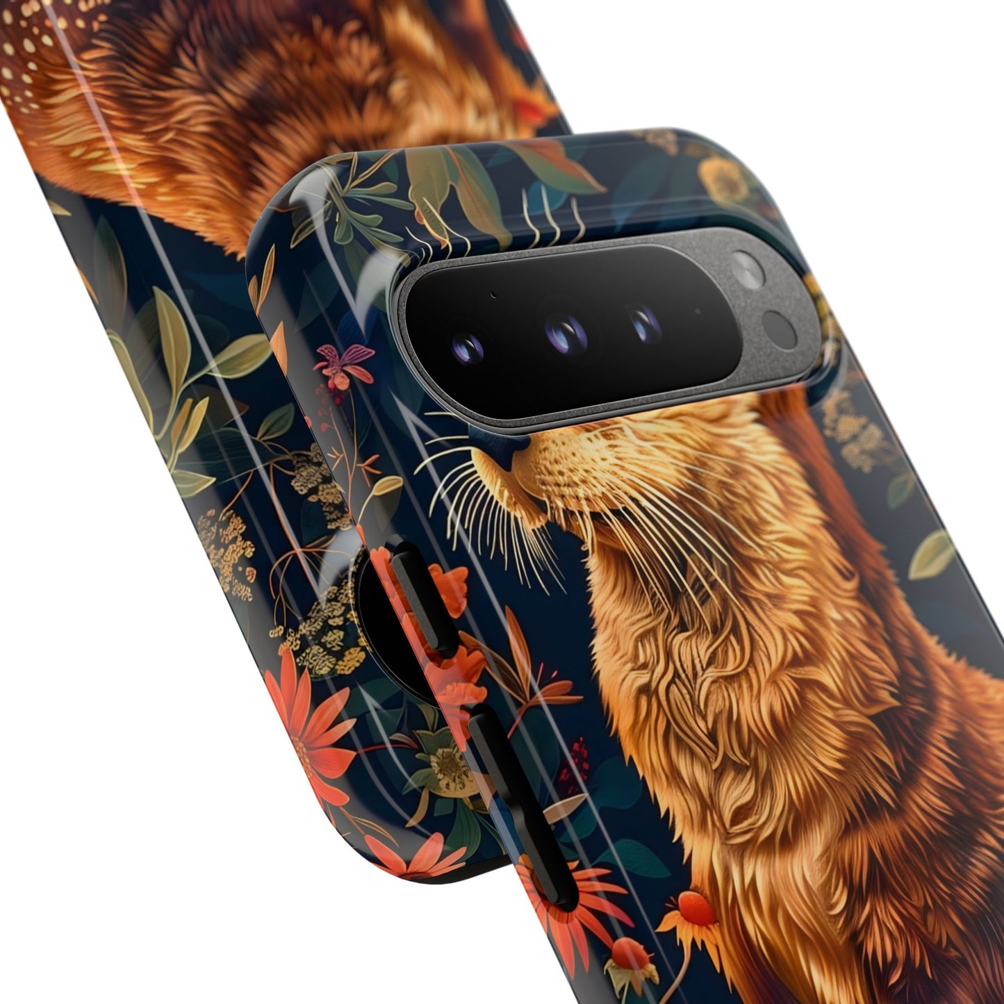 Otter Phone Case, Floral Otter Design, Tough Phone Cover, Nature Lover Gift, Cute Animal Accessories
