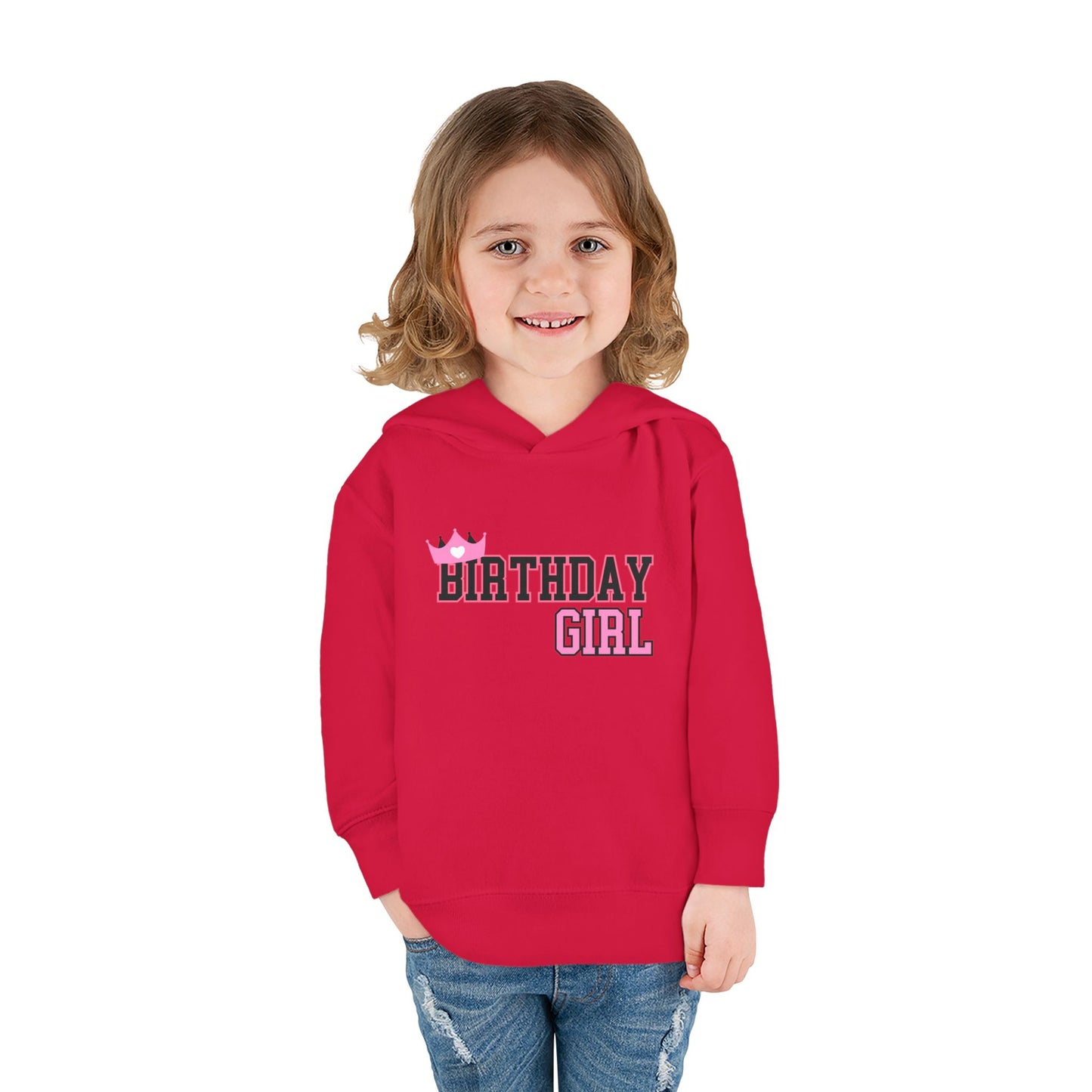 Toddler Birthday Girl Fleece Hoodie - Cute Crown Design