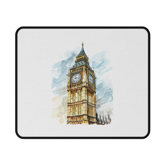 Watercolor Big Ben Non-Slip Gaming Mouse Pad, Desk Accessory for Gamers, Home Office Decor, Gift for Him