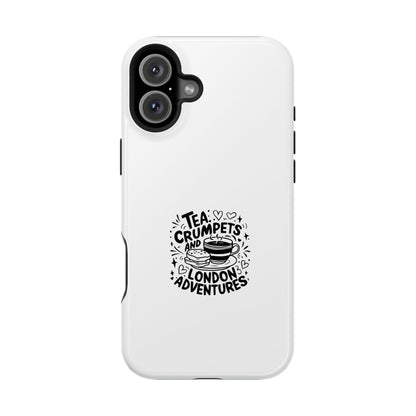 Magnetic Phone Case - Tea Crumpets London Adventures, Gift for Travelers, Cute Phone Cover, Unique Phone Accessory, Fun Design