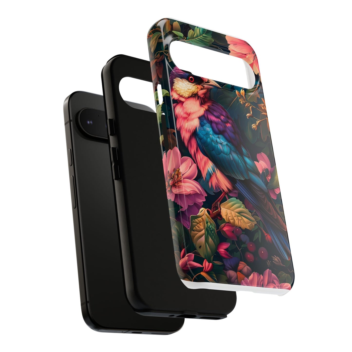 Tough Cases: Vibrant Tropical Bird Phone Case, Floral Smartphone Cover, Nature Lover Gift, Boho Phone Accessory, Cute Bird Case