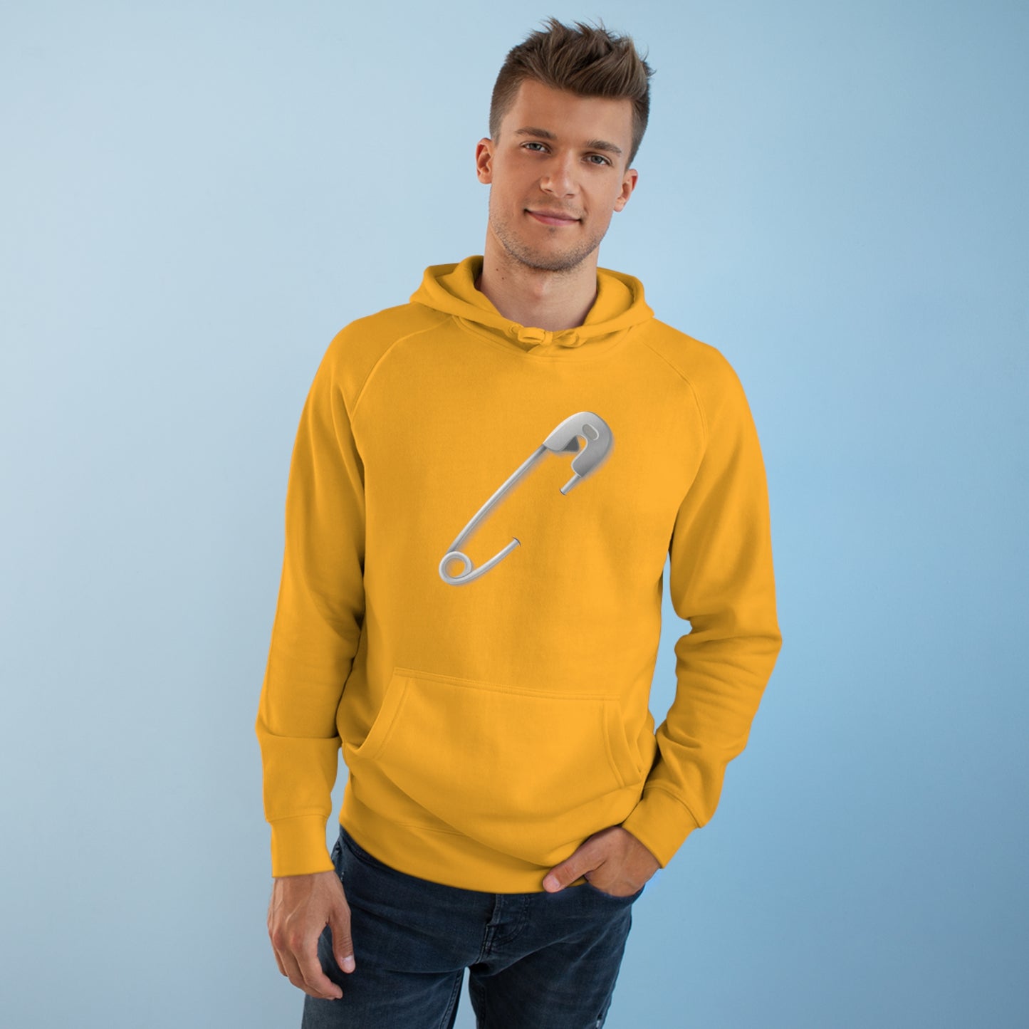 Unisex Hoodie Cozy  -Minimalist Safety Pin Design