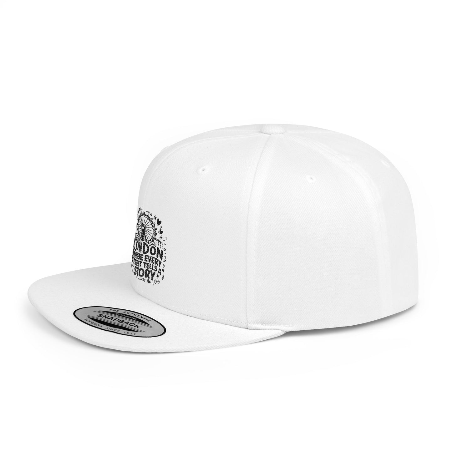 London Story Flat Bill Snapback Hat | Urban Fashion, Street Style, Travel Accessory, Gift for Travelers, Unique Headwear