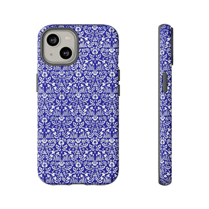 Elegant Floral Phone Case - Tough Cases, Blue Floral Design, Stylish Phone Accessory, Unique Gift, Modern Tech Protection
