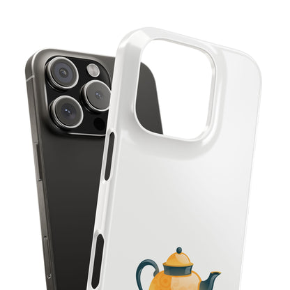 Cute Teapot Slim Phone Case, Tea Lover Gift, Stylish Phone Cover, Unique Gadget Accessory, Phone Protector for Tea Enthusiasts