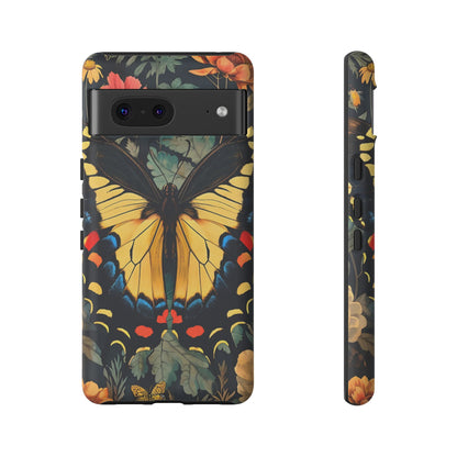Butterfly Floral Phone Case, Art-inspire Tough Case, Gift for Nature Lovers, Butterfly Pattern Cover, Eco-Friendly Mobile Accessory