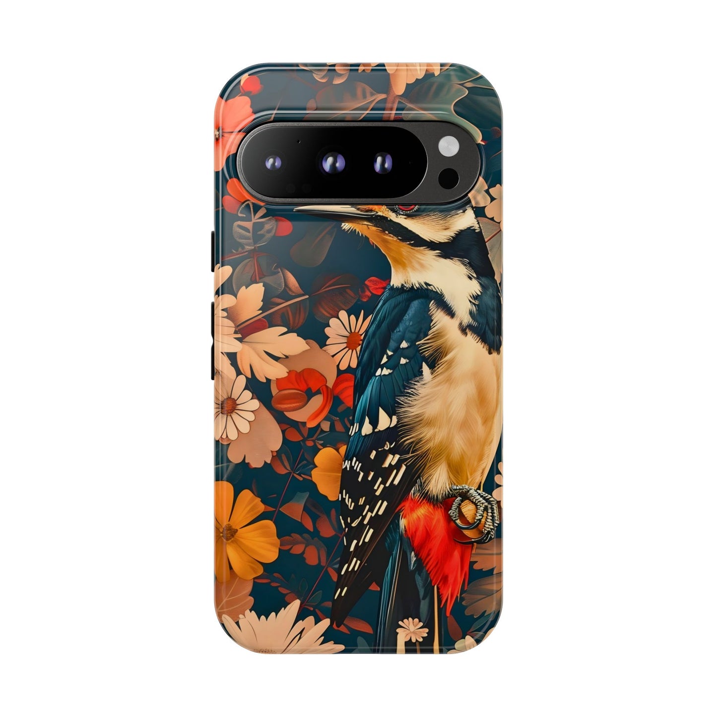 Artistic Bird Phone Case, Unique Tough Cases for Nature Lovers, Floral Design, Cute Gift, Customized Phone Accessories