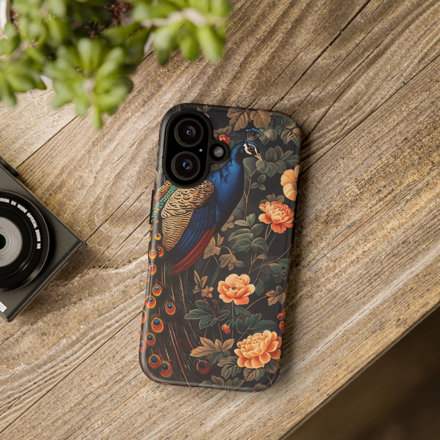 Elegant Peacock Phone Case, Floral Tough Phone Cover, Gifts for Her, Custom Art Phone Cases, Birthday, Chic Accessories