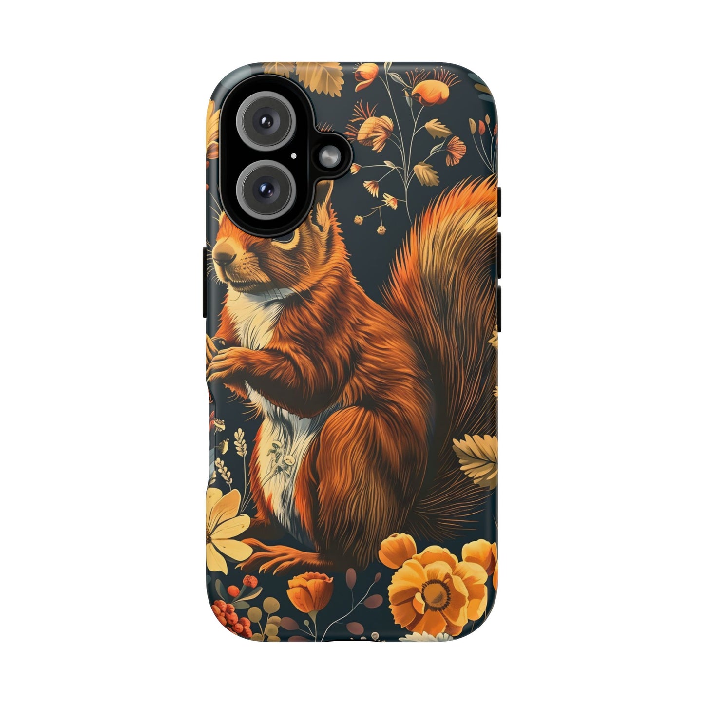 Squirrel Floral Phone Case, Tough Cases for Nature Lovers, Cute Animal Design, Fall Aesthetic, Perfect Gift for Her