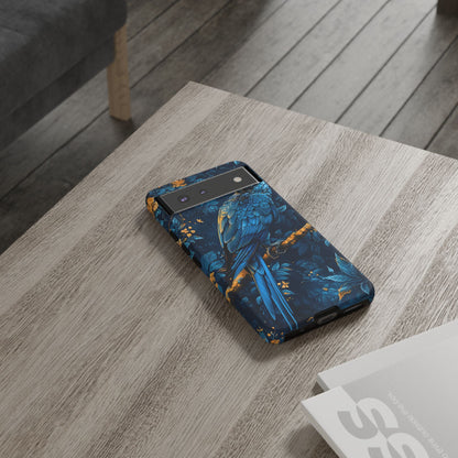 Tough Cases - Vibrant Blue Parrot Phone Case, Tropical Bird Phone Cover, Nature Lover Gift, Eco-Friendly Accessories, Unique Wildlife Decor