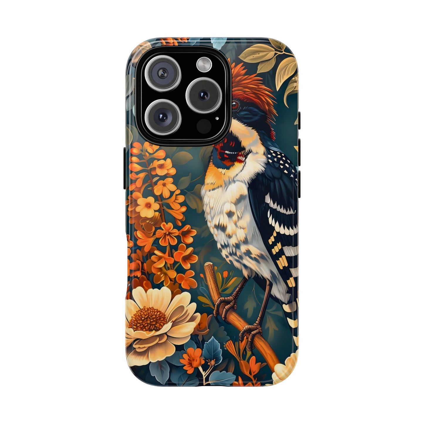 Tough Cases: Floral Bird Phone Case, Vintage Style Cover, Nature Lover Gift, Botanical Design, Spring Inspire Fashion