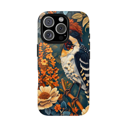 Tough Cases: Floral Bird Phone Case, Vintage Style Cover, Nature Lover Gift, Botanical Design, Spring Inspire Fashion