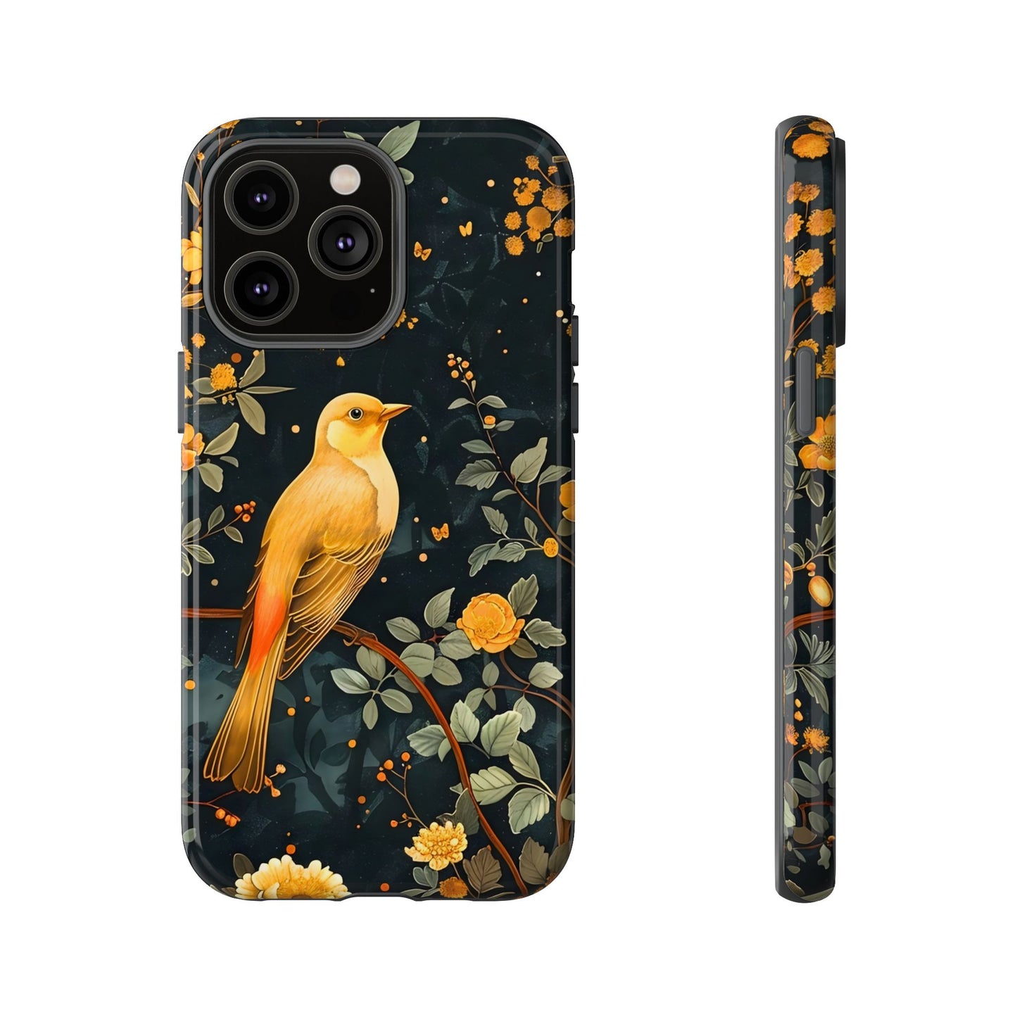 Floral Phone Case, Tough Cases with Bird Design, Nature Lover Gift, Stylish Protection, Birthday Present, Floral Phone Cover