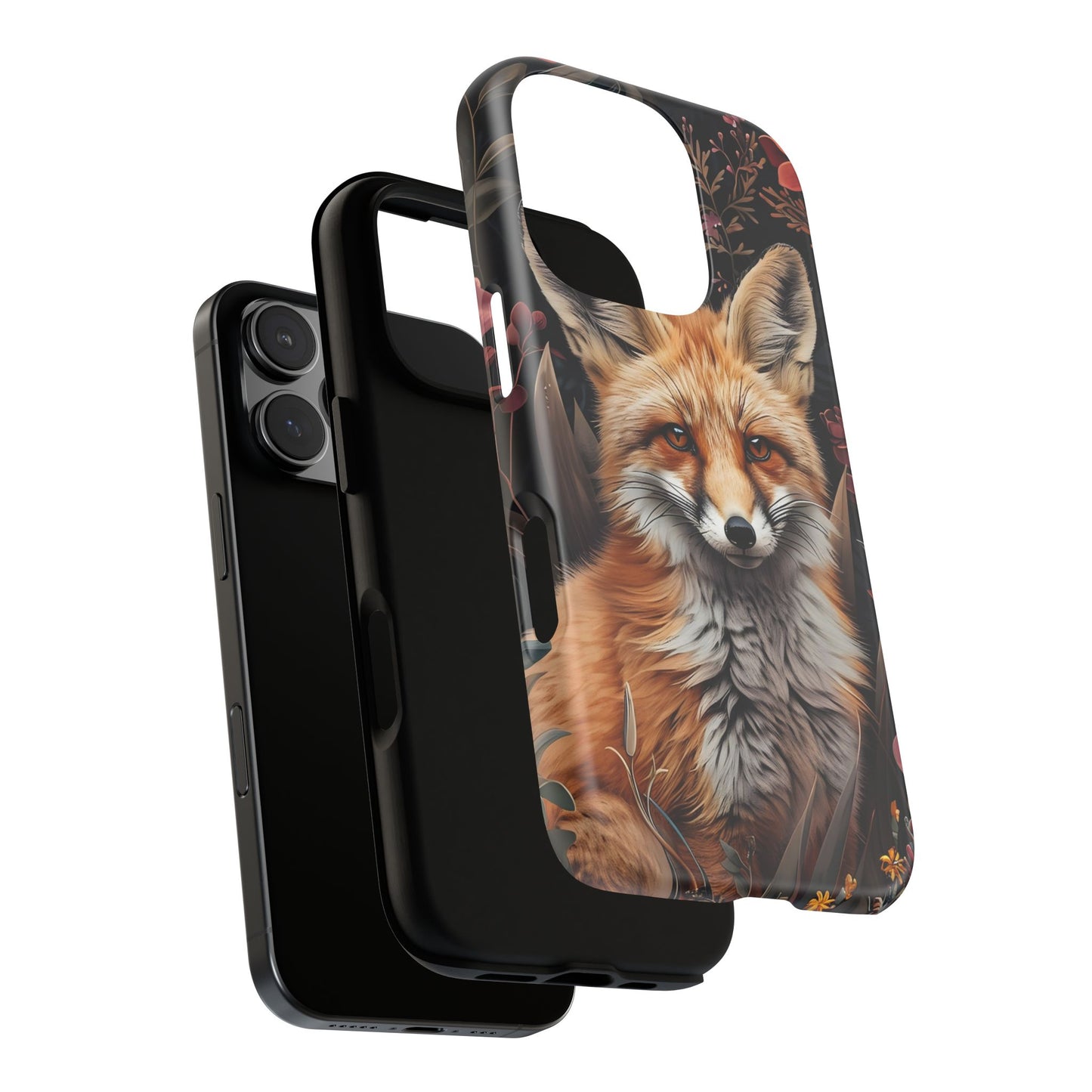 Fox Floral Phone Case, Tough Cases for Animal Lovers, Nature Themed Gift, Cute Phone Cover, Wild Fox Protector