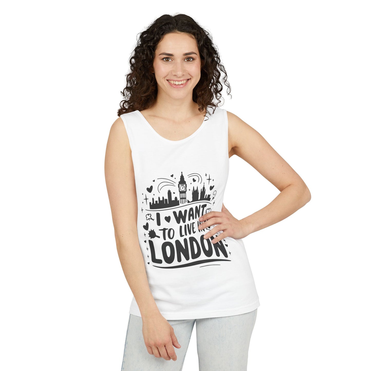 Unisex Garment-Dyed Tank Top - I Want To Live In London