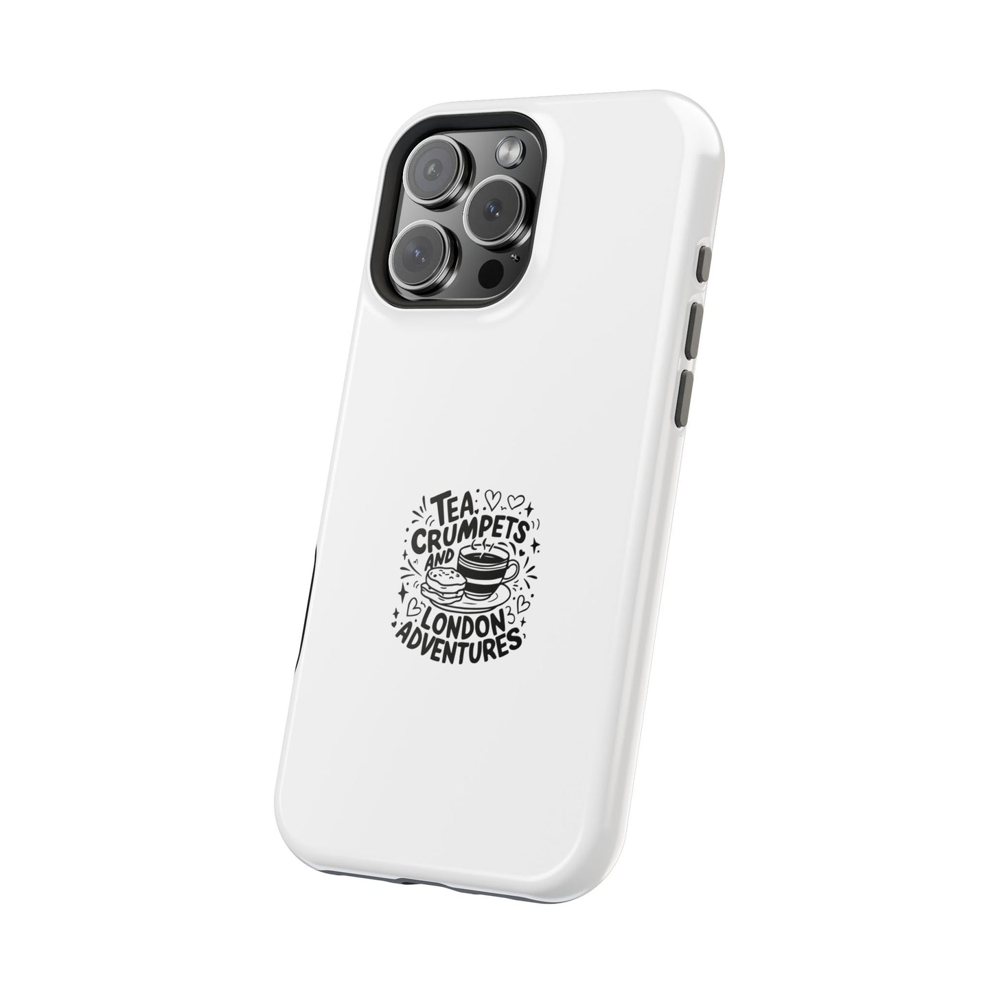 Charming Magnetic Phone Cases, Tea Crumpets Design, Adventure Lover's Gift, London Themed Case, Travel Accessory, Fun Quirky Design