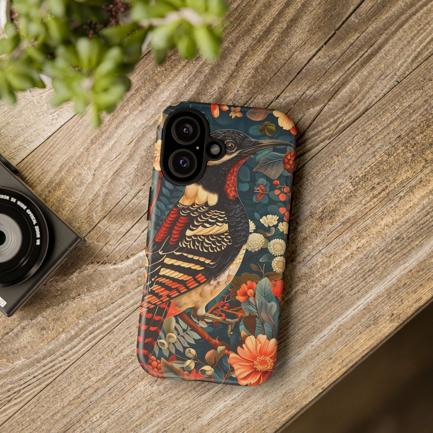 Nature-Inspired Phone Case with Floral Art, Tough Phone Cover, Protective Case, Gift for Nature Lovers, Unique Phone Accessory
