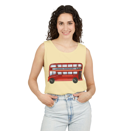 Unisex Garment-Dyed Tank Top - London's Iconic Transport English Bus
