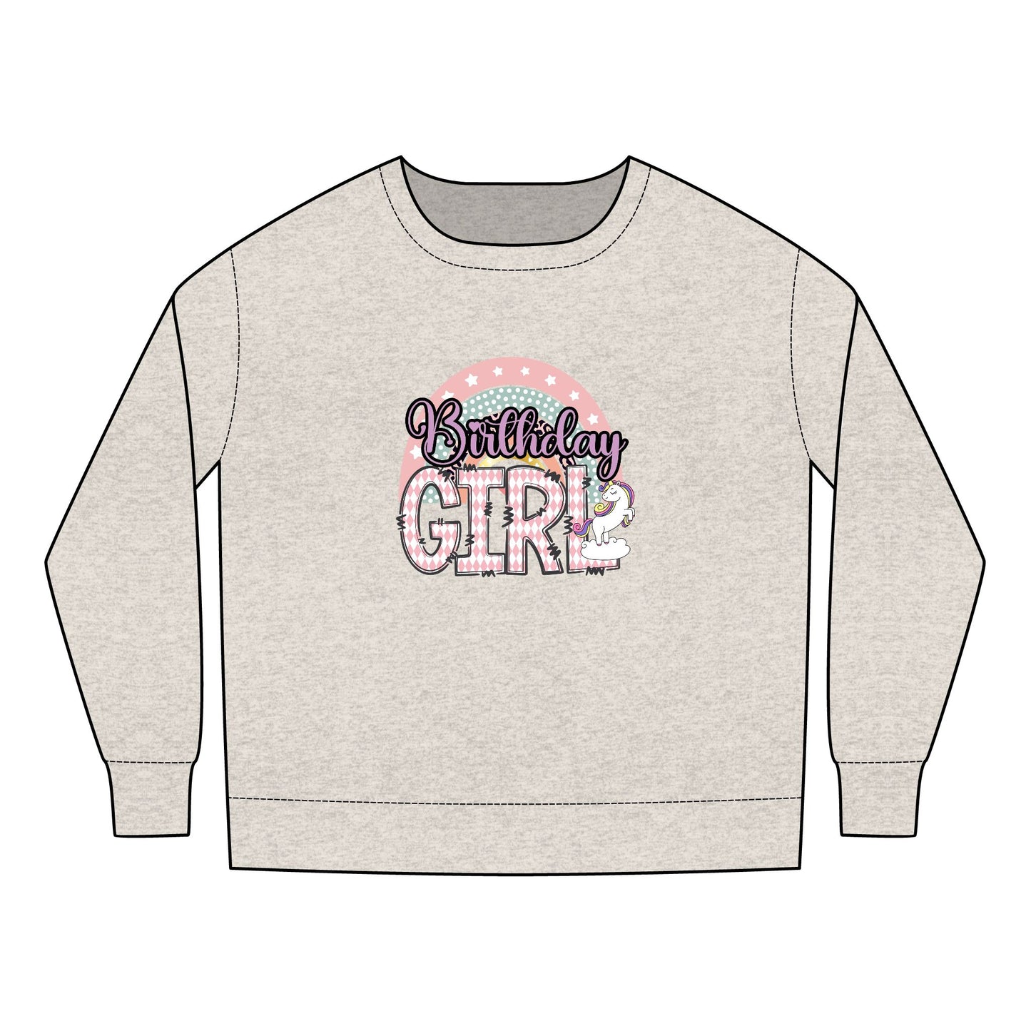 Toddler Sweatshirt - Chic Birthday Girl with Leopard Rainbow Clipart - Cute Celebration Apparel for Little Ones