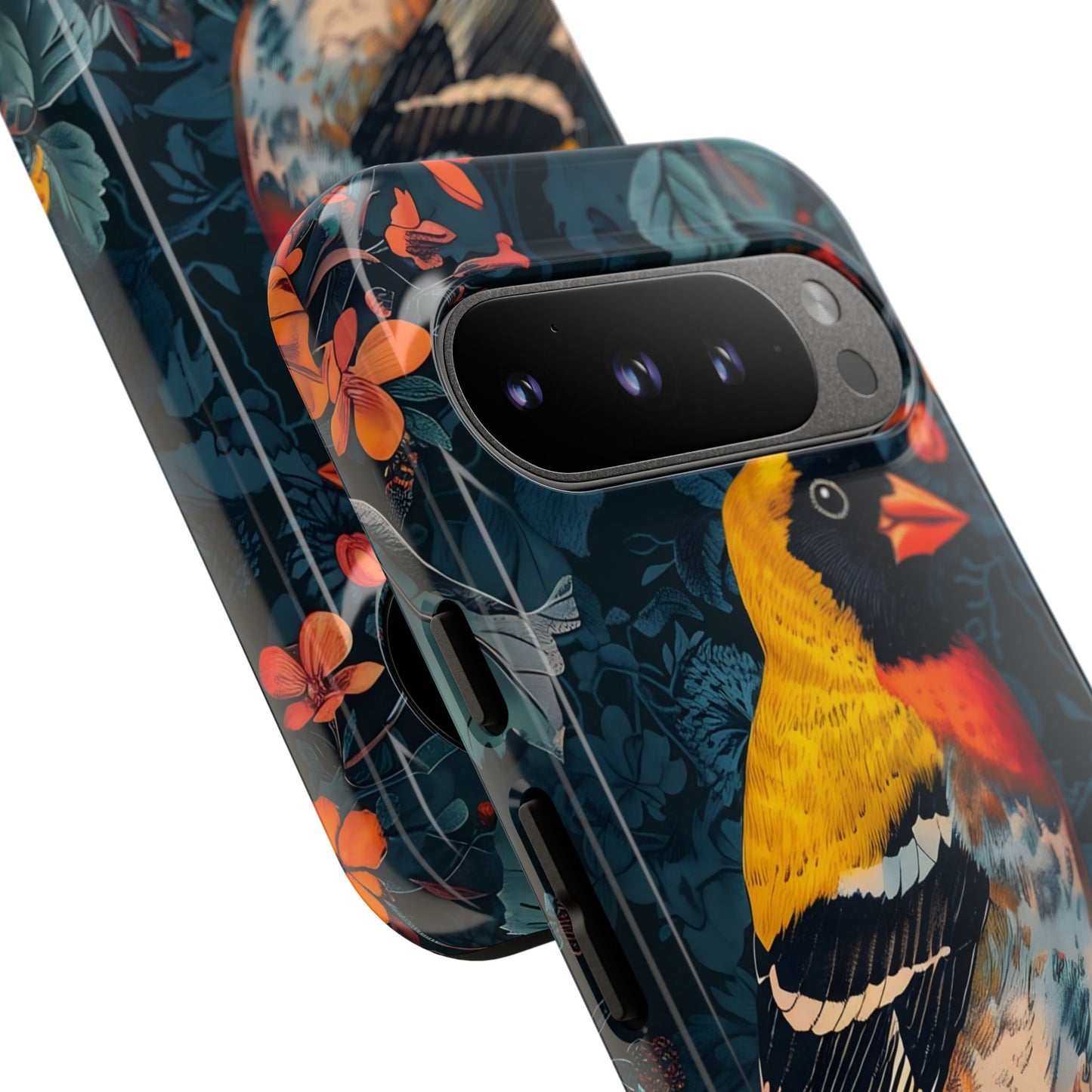 Colorful Bird Phone Case, Floral Phone Cover, Tough Phone Protector, Nature Lover Gift, Botanical Case, Unique Mobile Accessory