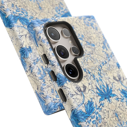 Elegant Floral Phone Case, Tough iPhone Cover, Stylish Mobile Protector, Blue Patterned Case, Unique Gift for Her