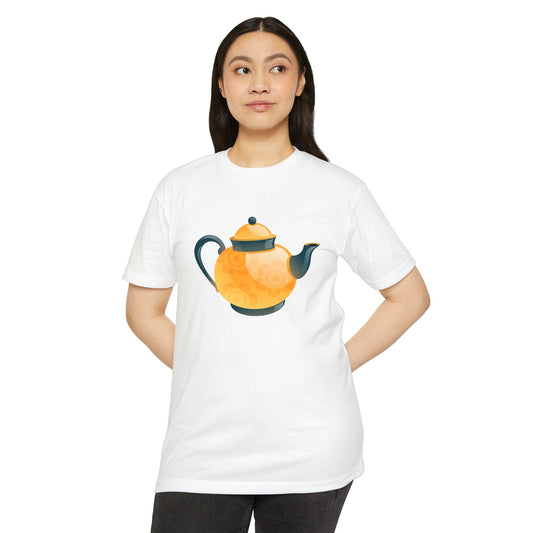 Unisex CVC Jersey T-shirt - Classic British Tea Kettle - Timeless Elegance in Tea Time