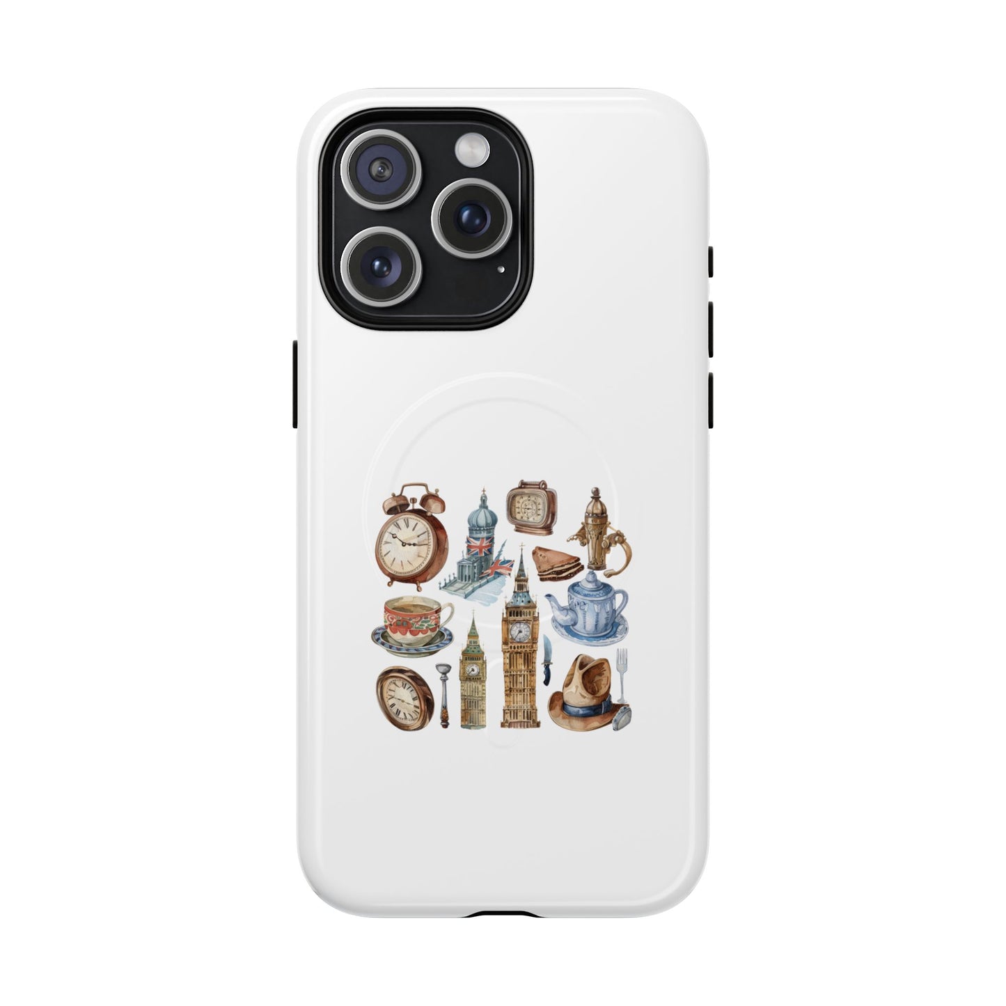 Tough Magnetic Phone Case with Vintage Clock Design, Durable Tech Accessories for Gift, Daily Use, Unique Style