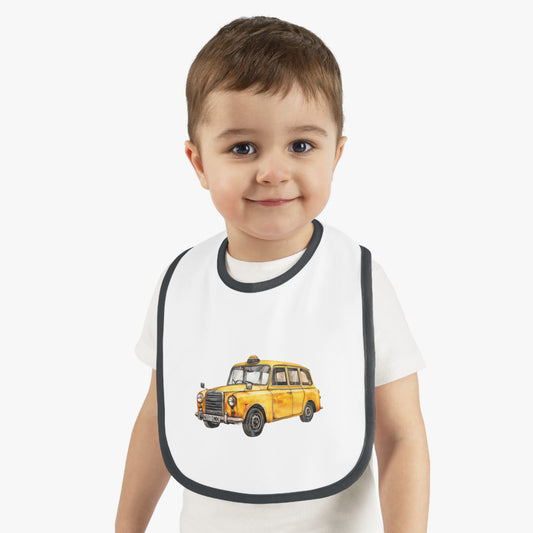 Vintage Taxi Baby Contrast Trim Jersey Bib