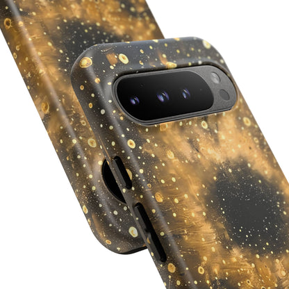 Stylish Phone Case with Golden Galaxy Design, Tough Phone Cover, Trendy Mobile Accessory, Gift for Space Lovers, Protective Phone Shell