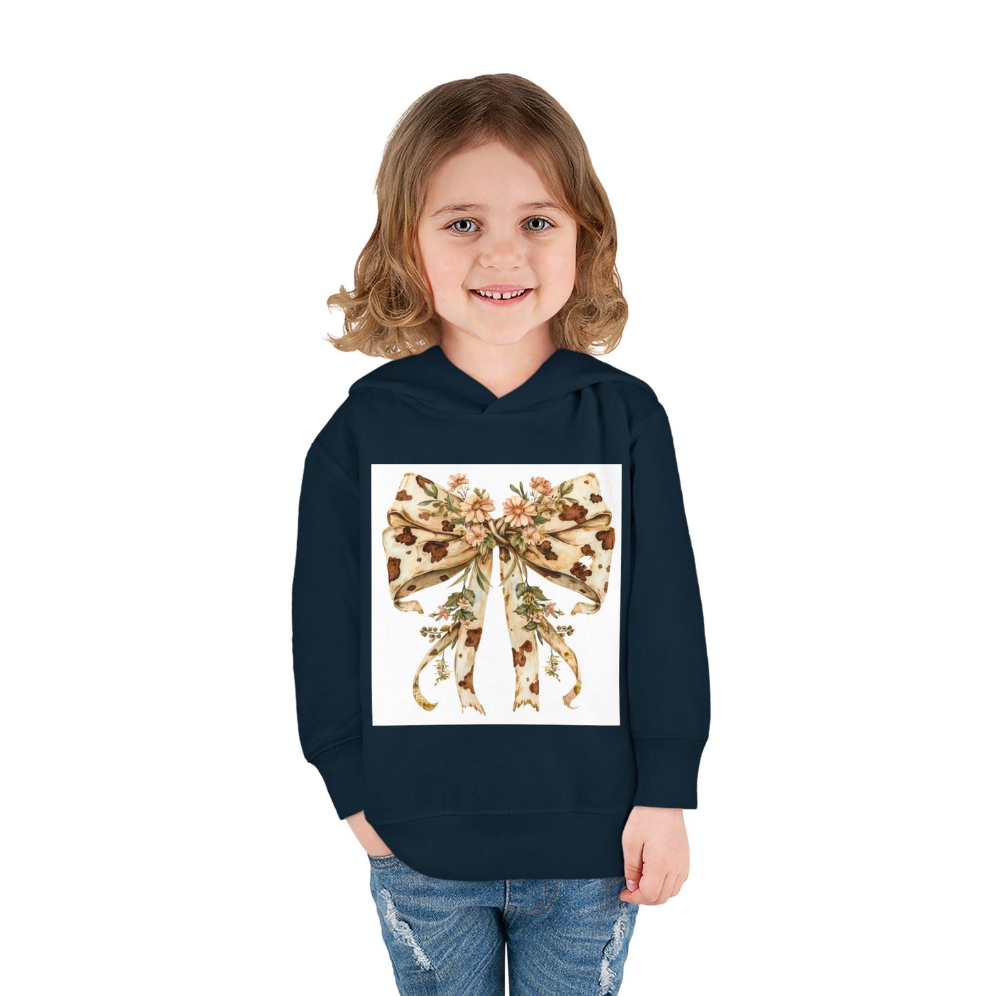 Flower Bow Toddler Pullover Fleece Hoodie - Cute & Cozy Gift for Kids