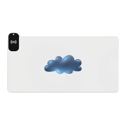 Cloud Illustration - Light Blue - LED Gaming Mouse Pad with Wireless Charging - Perfect for Gamers, Office Setup, Birthday Gifts, Tech Lovers, Modern Workspace