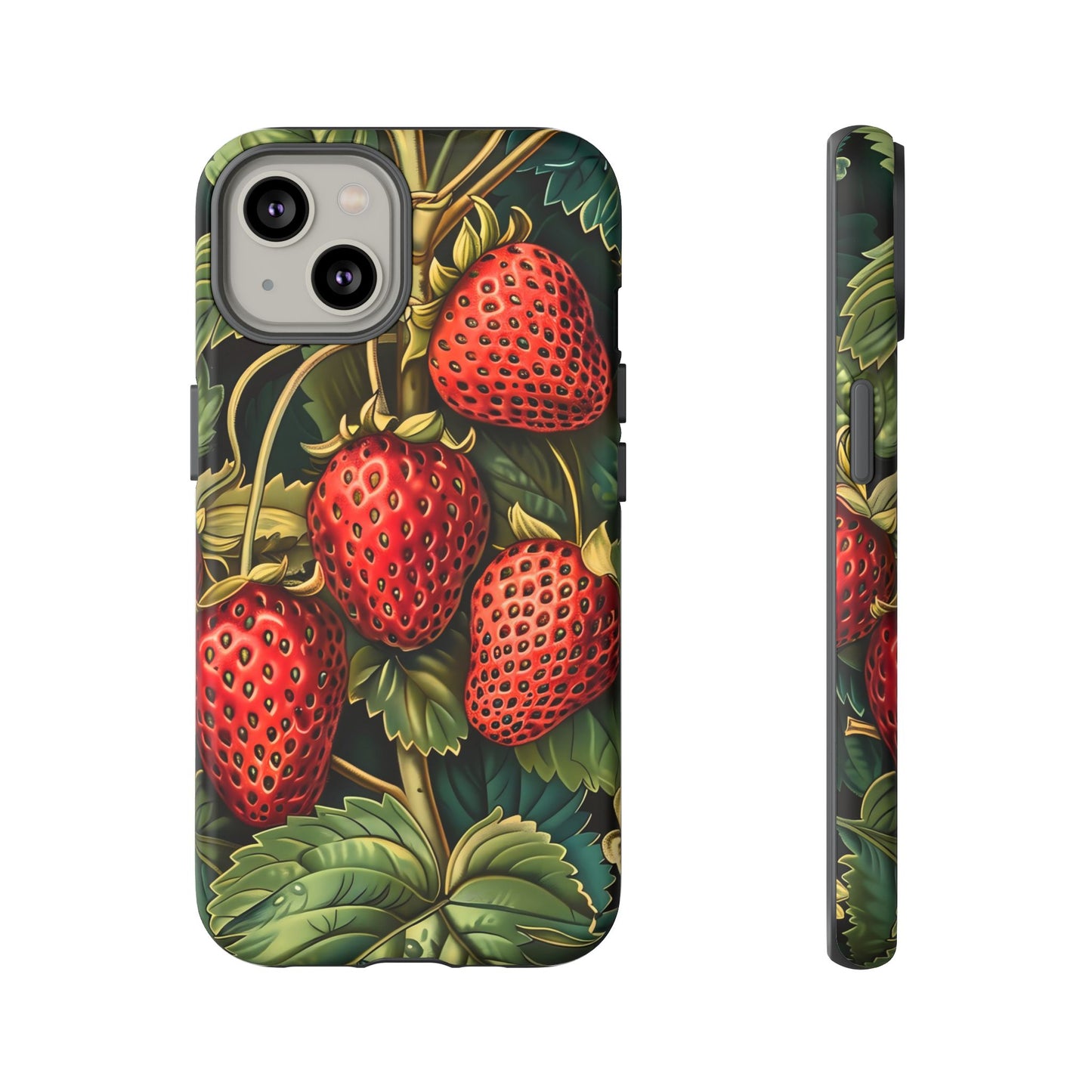 Strawberry Phone Case, Tough Berry Case, Floral Phone Cover, Cute Smartphone Shell, Nature-Inspired Gift